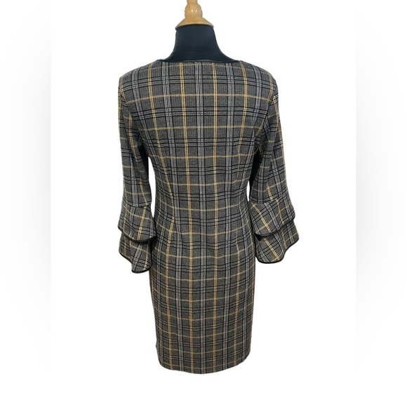 Tacera Tan/Black Ruffle Sleeves Dress-size Large - Picture 2 of 6